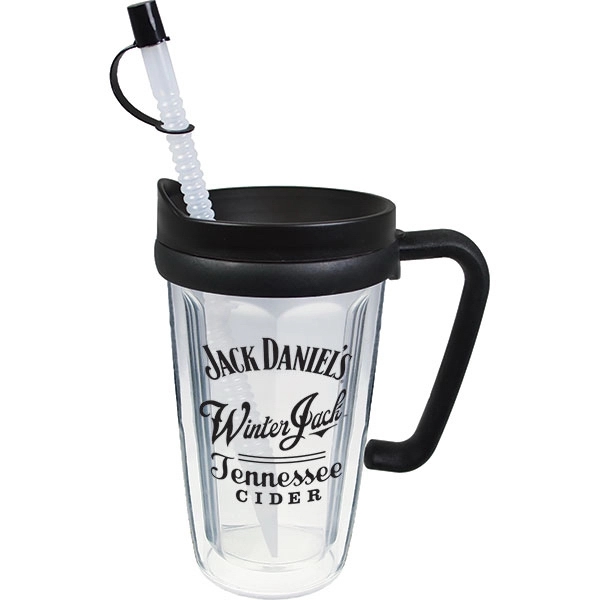Thermal Double Wall Travel Mug with Lid and Handle