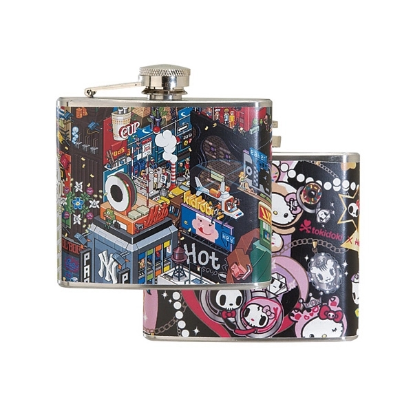 5 oz. Stainless Steel Hip Flask w/ Full Wrap 4 Color Process