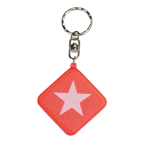 Clearance! Square Diamond Red Reflector Keyring