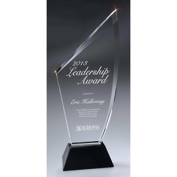 Optic Crystal Reaching Arch on Black Glass Base - Small