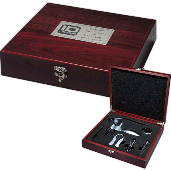 Rosewood Finish 5-Piece Wine Tool Gift Set