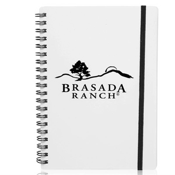 White Spiral Notebooks with Elastic Band