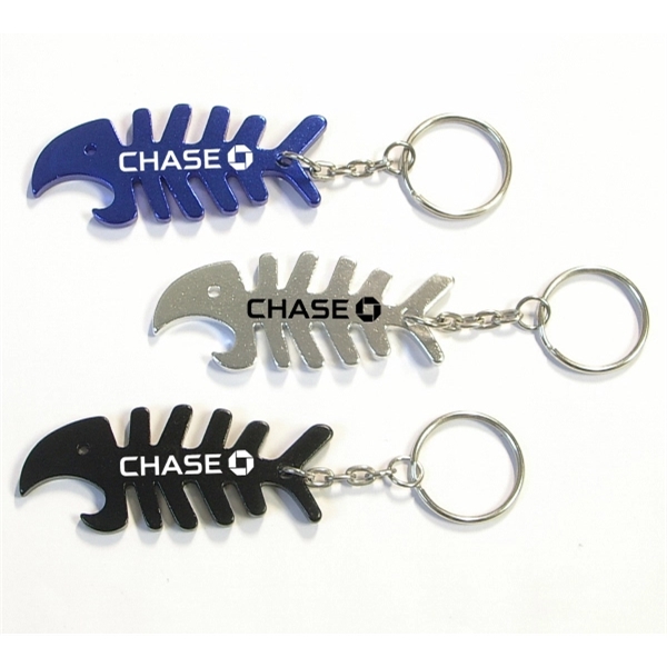 Fish Bone Shaped Metal Bottle Opener with Key Holder