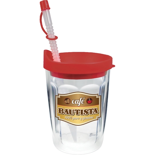 Thermal Double Wall Travel Tumbler w/ Lid & Straw - Decal