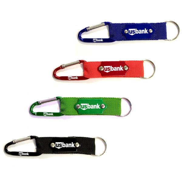 Carabiner with Strap and Metal Plate