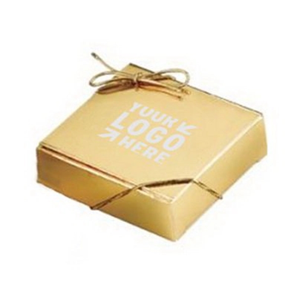 Four Truffles in a Gold Business Card Gift Box