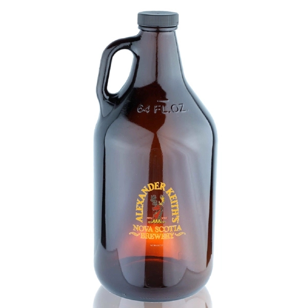 64 oz. Amber Handle Glass Beer Growler