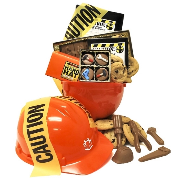 Caution Gourmet Chocolate and Cookie Deluxe Hard Hat