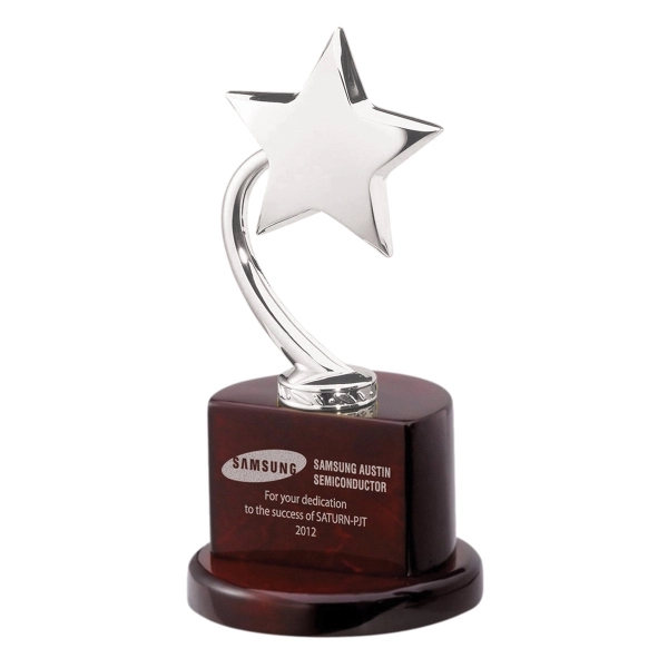Silver Star on Piano Finish Wood Base