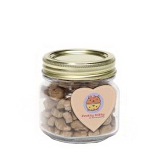 cat treats in half pint jar w/ heart magnet