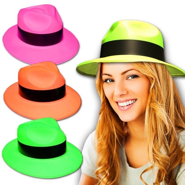 Neon Plastic Fedora Gangster Hat