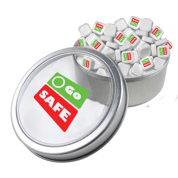 Small Top View Tin - Imprinted Square Mints