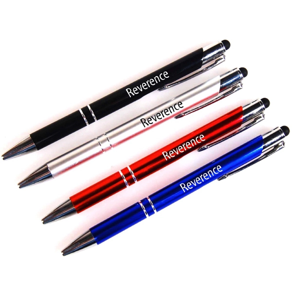 Blue Ink Metal Pen with Stylus