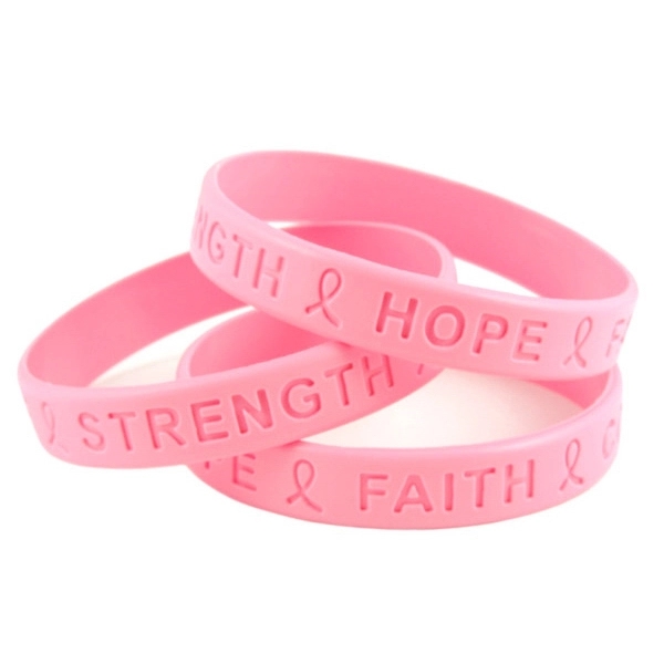Breast Cancer Awareness Pink Rubber Bracelet