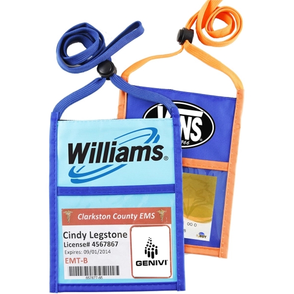 Two Tone Popular zipper Neck Wallet with 3/8" Lanyard