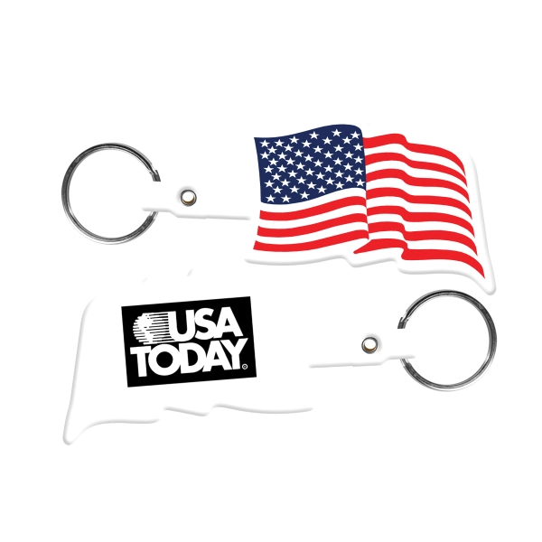 U.S. Flag Shape Flexible Key Tag with Keyring