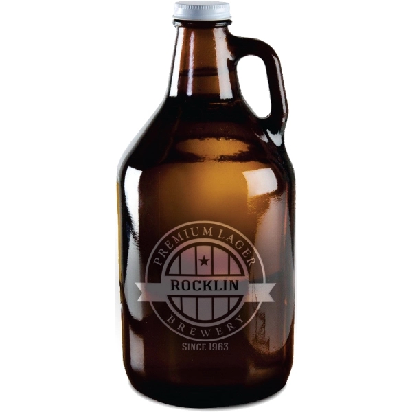 Deep Etched or Lasered Libbey 70217 64 oz. Amber Growler