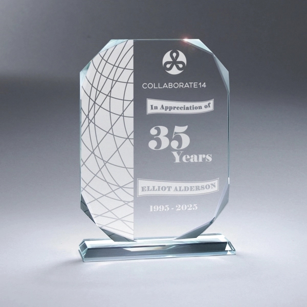 Beveled Crystal Plaque on Base (med)