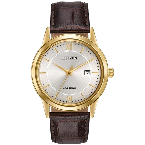 Citizen Men's Eco-Drive Watch With Brown Leather Strap