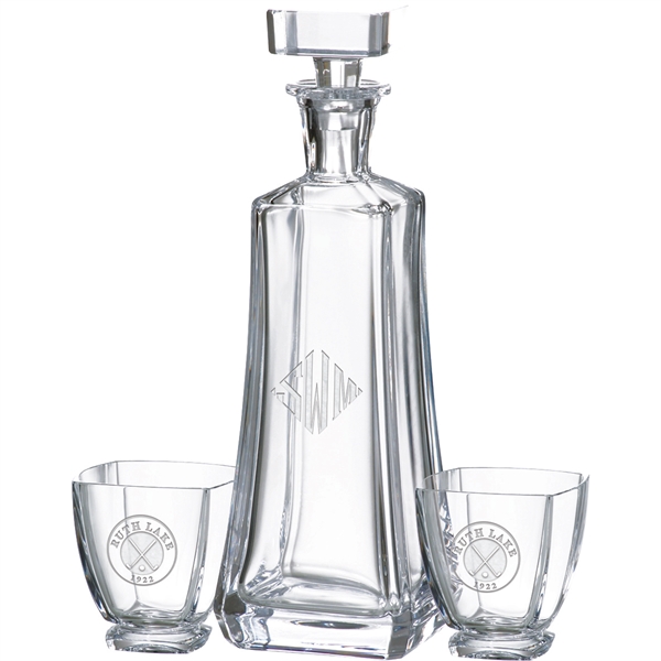 25 Oz Arezzo Decanter with 2 matching Rocks Glasses
