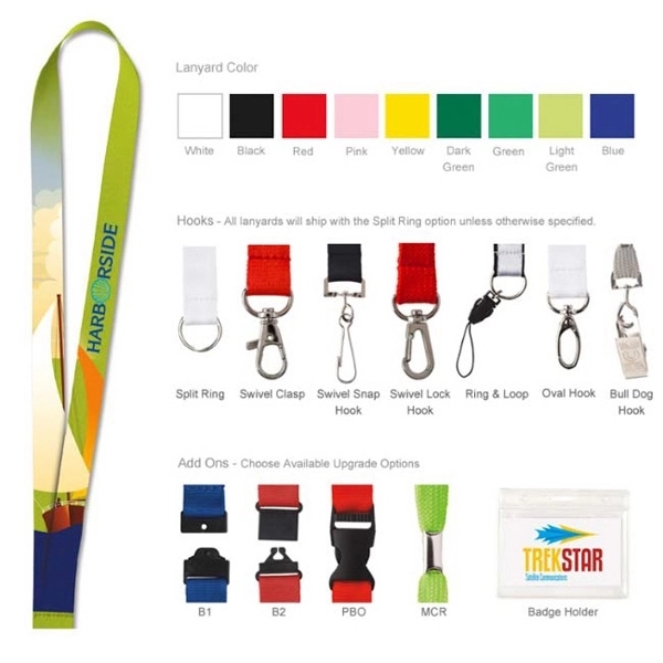 1" Polyester 4 Color Lanyard