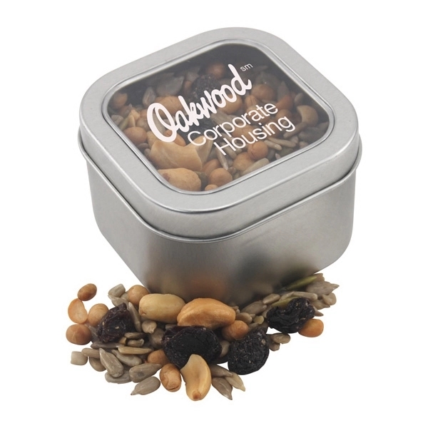 Large Tin with Window Lid and Trail Mix
