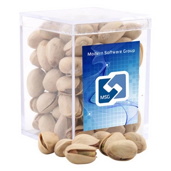 Pistachios in a Clear Acrylic Square Box