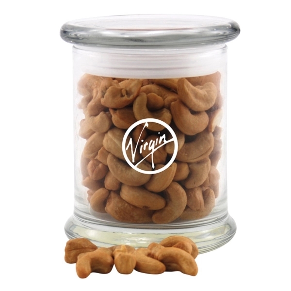 Cashews in a Large Round Glass Jar with Lid