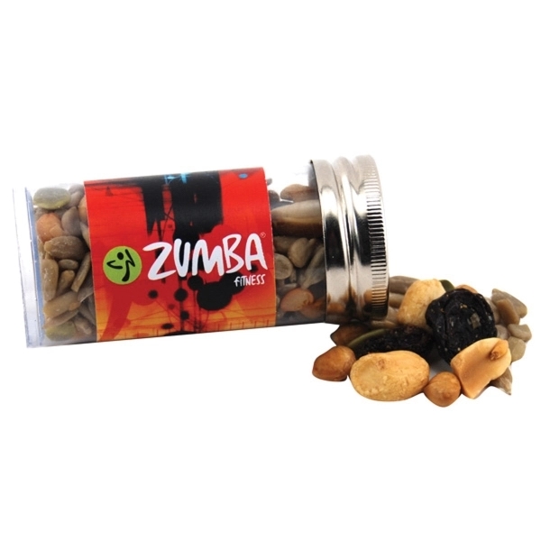 Trail Mix in a 3 " Plastic Tube with Metal Cap