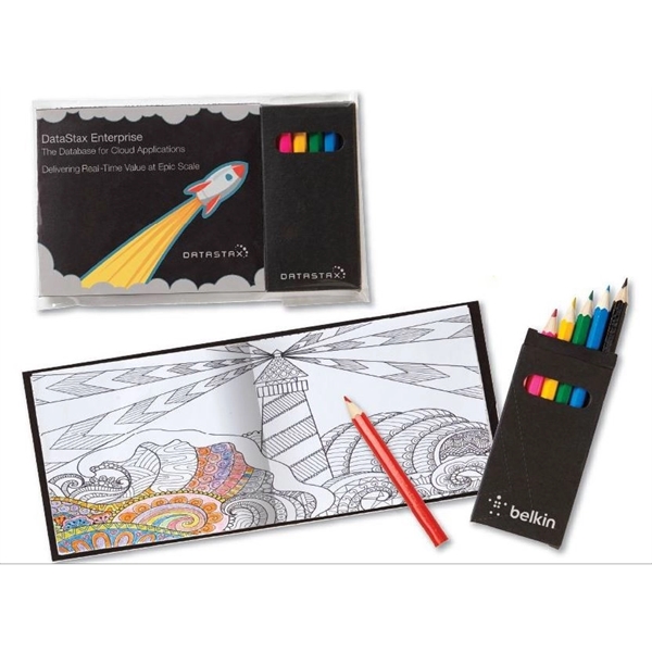 Custom Design Cover Adult Coloring Books & 6-Color Pencils