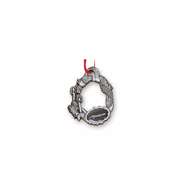 Solid Pewter Ornament (2 x 1.875 in  Wreath)