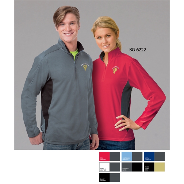 Ladies' Wicking Colorblock L/S Zip Pullover