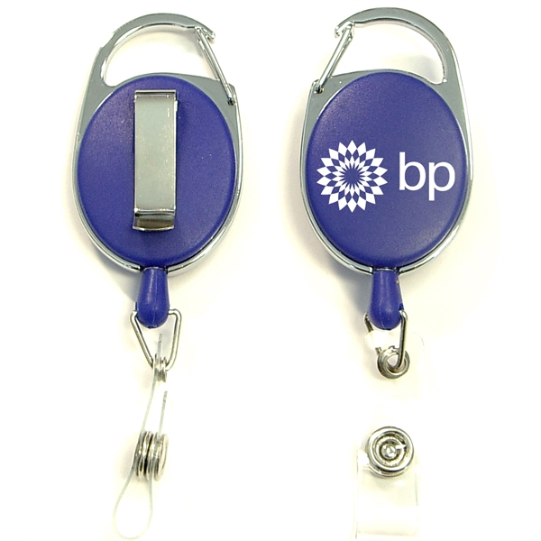 Oval shape retractable badge holder with clip
