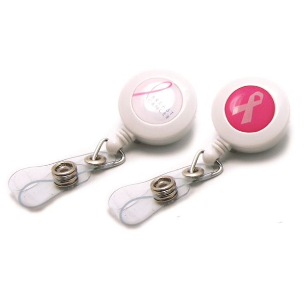Breast Cancer Awareness Plastic Badge Reel w/ 3 Day Service
