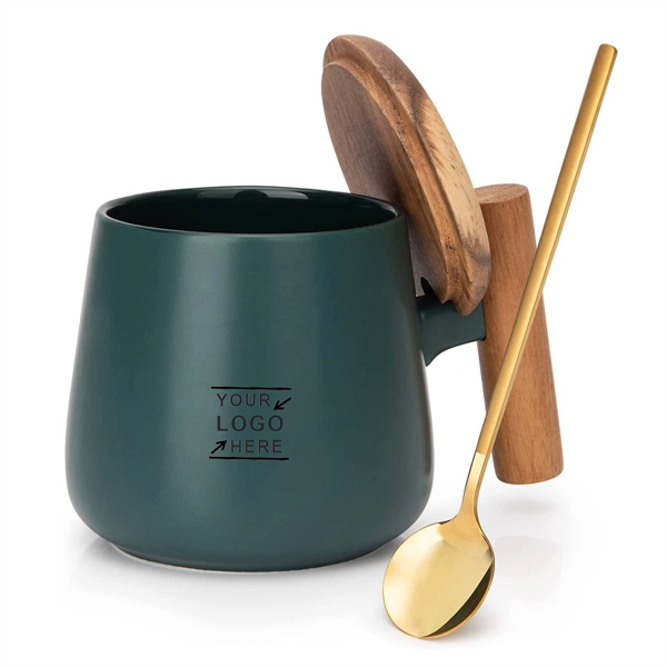 14 Oz Ceramic Coffee Mug with Spoon Gift Set