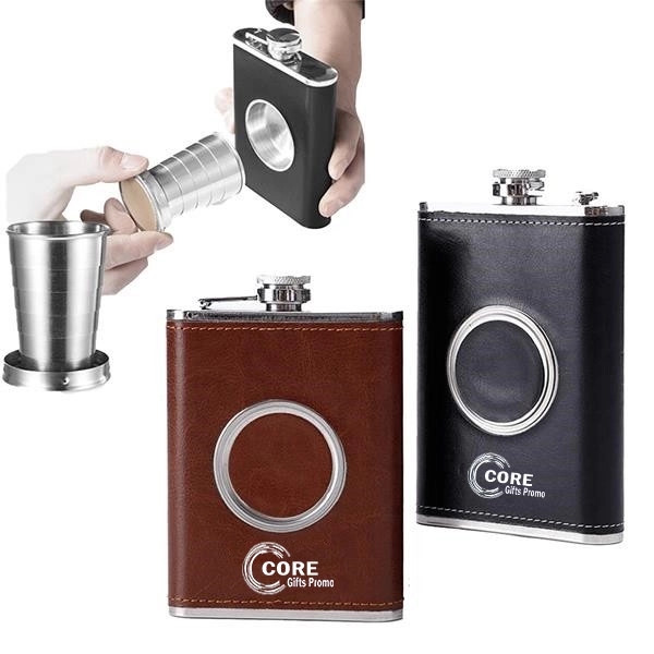 Hip Flask With Collapsible Shot Glass
