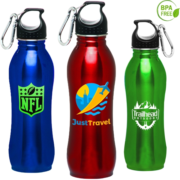 25 oz. BPA free Stainless Steel Sports Bottles w/ Carabiner