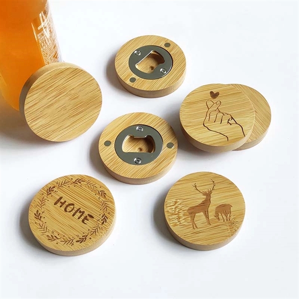 Bamboo Bottle Opener With Magnet