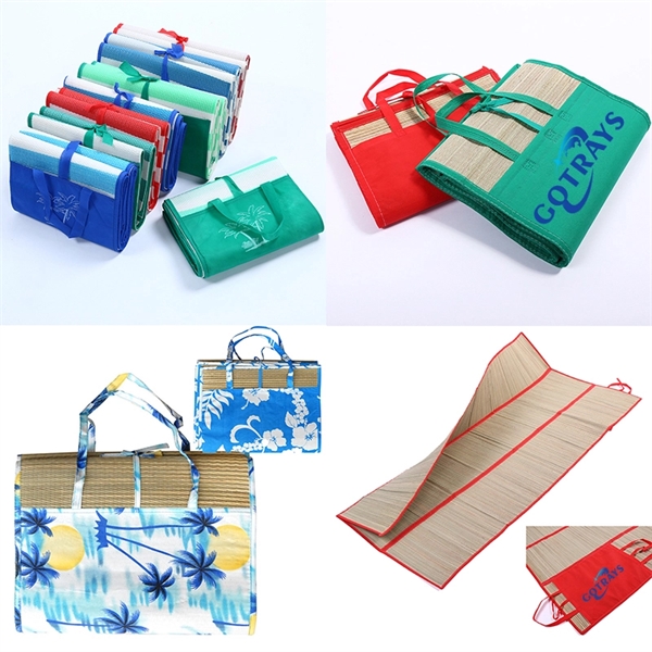 Large Natural Straw Beach Mat Sandproof & Foldable Outdoor