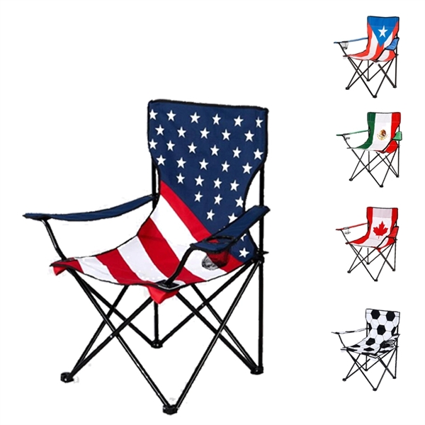 Full Imprint Portable Camping Beach Folding Chairs