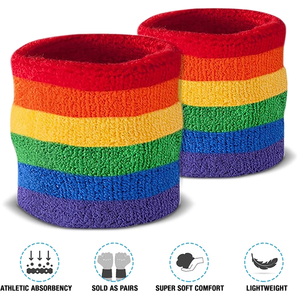 Rainbow cotton Terry Cloth Wristbands for Sports