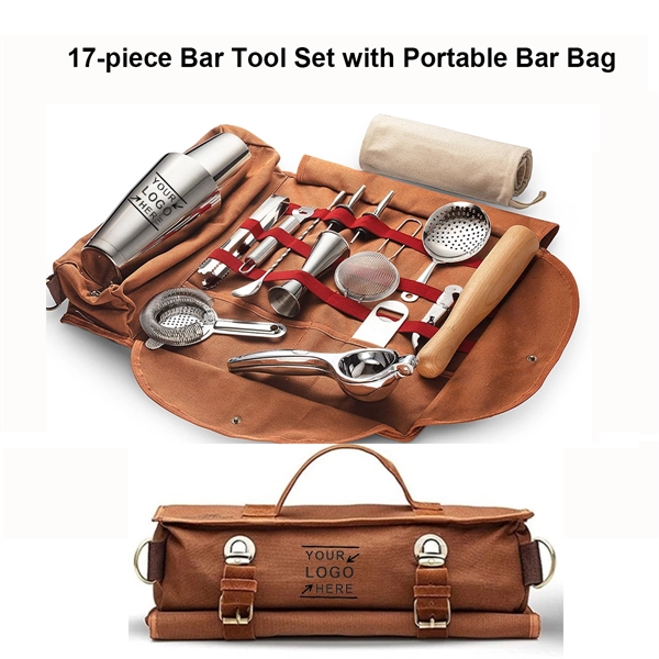 17-Piece Travel Cocktail Kit with Bartender Bag