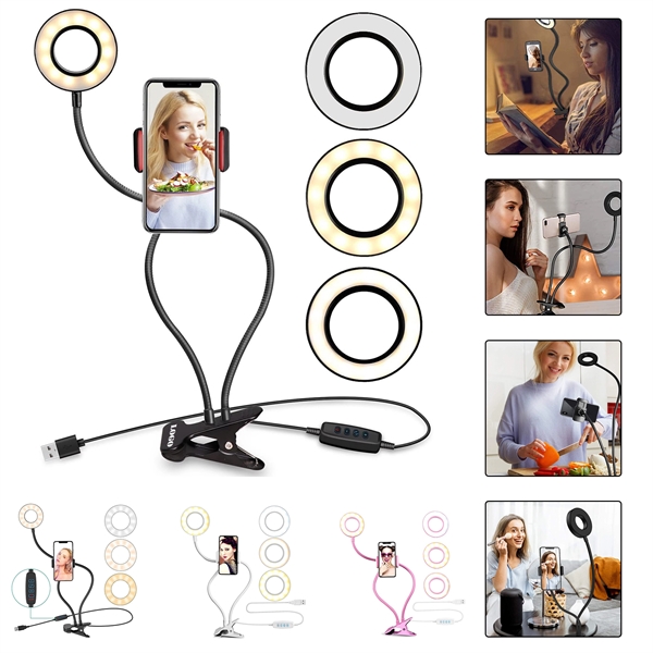 Selfie Ring Light w/Cell Phone Holder Stand for Live Stream