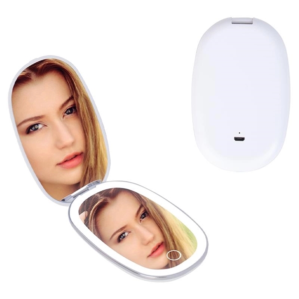 Folding LED Clamshell Mirror