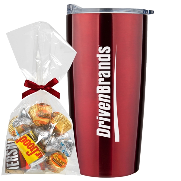 20 oz stainless steel straight tumbler with Chocolate
