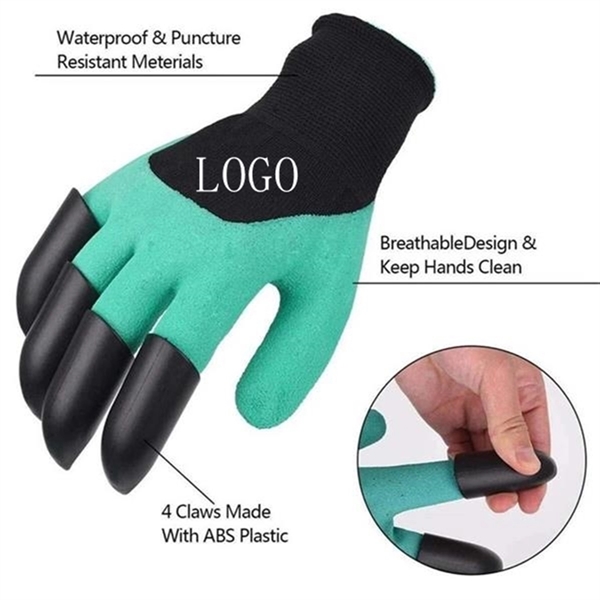 Garden Digging Gloves With 4 Fingertips Claws