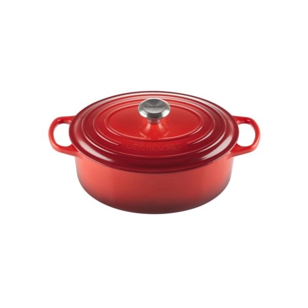 5qt Signature Cast Iron Oval Dutch Oven Cerise