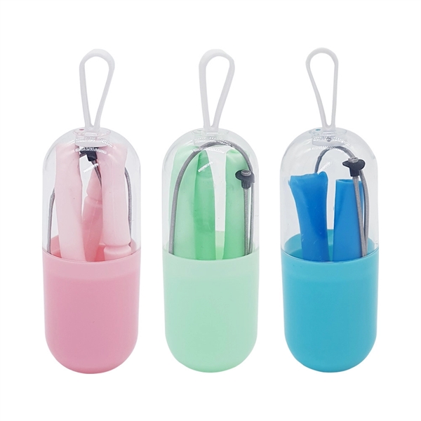 Reusable Silicone Straw in Keychain Carrying Case