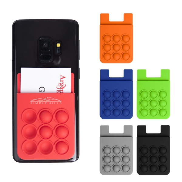 branded colorful phone wallet with push pop rubber buttons