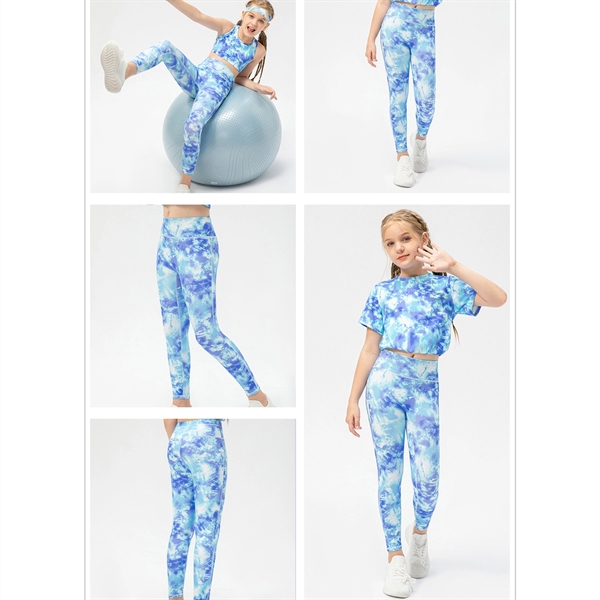 Girls Fashion Printed Sports Dance Training Leggings